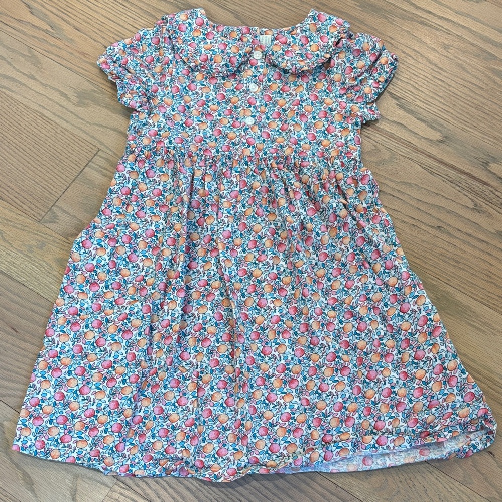 EUC JoJo Maman Bebe fruit and floral short sleeve dress, size 5-6